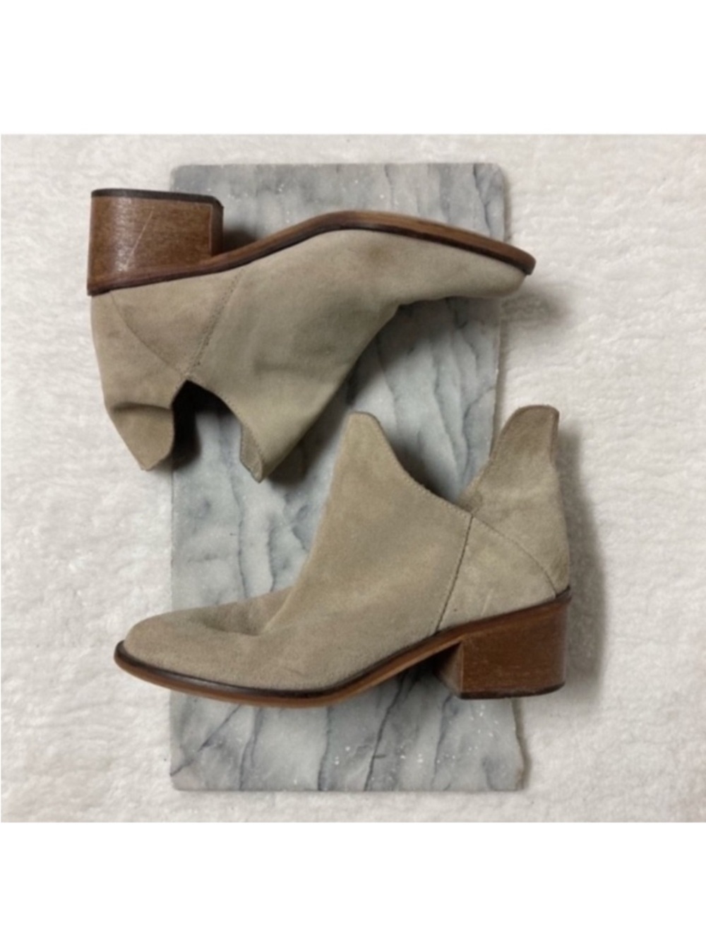 Zara Ankle Boots Slip On Tan Suede Size 7.5